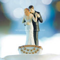 Couple de mariage en perle à la perche Figurine de gâteau à la mariée et au marié